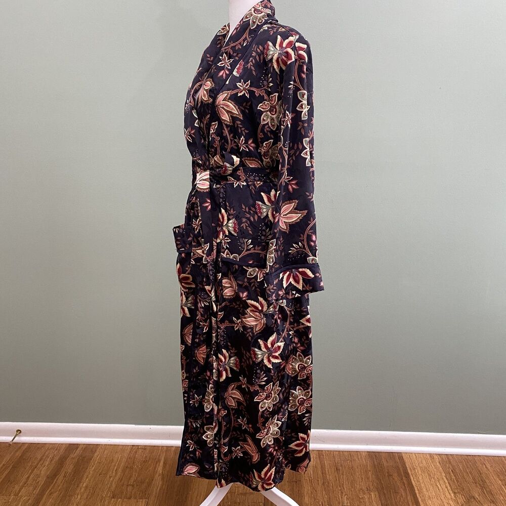 Victorias Secret Gold Label Satin Robe Long Floral Belted Small Purple VTG 90s - Picture 7 of 13